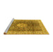 Sideview of Machine Washable Medallion Yellow Traditional Rug, wshtr4625yw