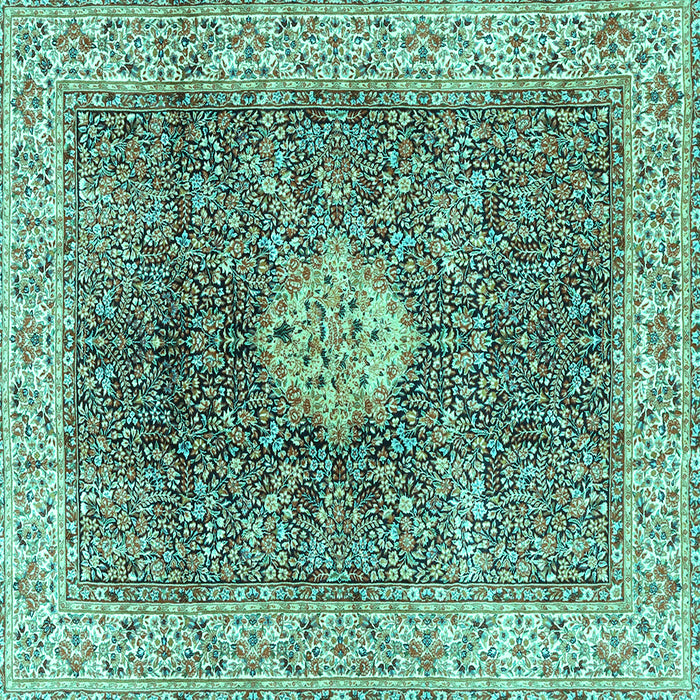 Square Medallion Turquoise Traditional Rug, tr4625turq