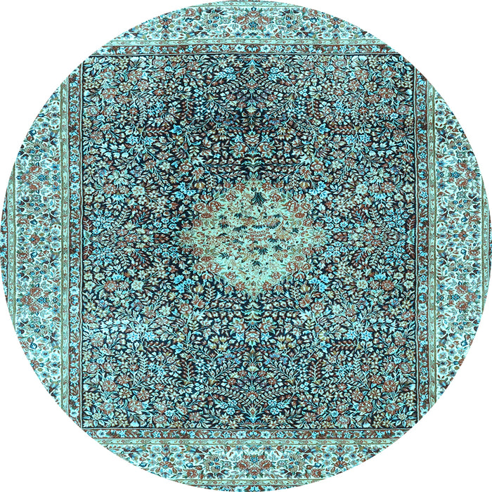 Round Medallion Light Blue Traditional Rug, tr4625lblu