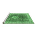 Sideview of Machine Washable Medallion Emerald Green Traditional Area Rugs, wshtr4625emgrn