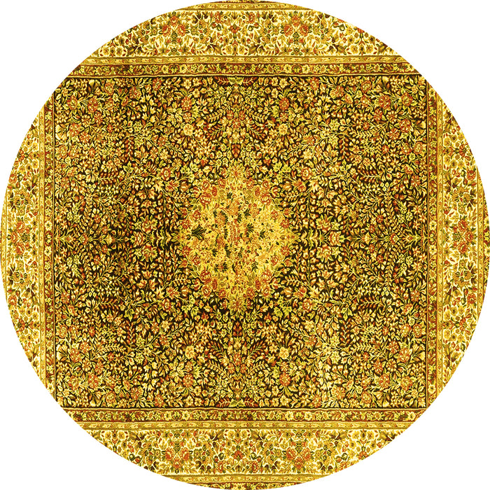 Round Medallion Yellow Traditional Rug, tr4625yw