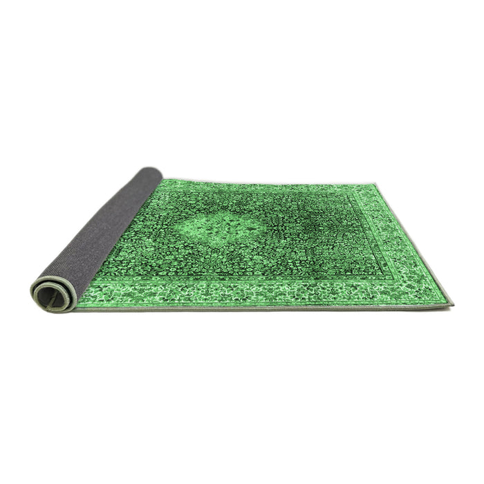 Sideview of Medallion Emerald Green Traditional Rug, tr4625emgrn