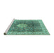 Sideview of Machine Washable Medallion Turquoise Traditional Area Rugs, wshtr4625turq