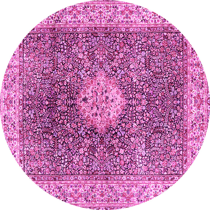 Round Medallion Pink Traditional Rug, tr4625pnk