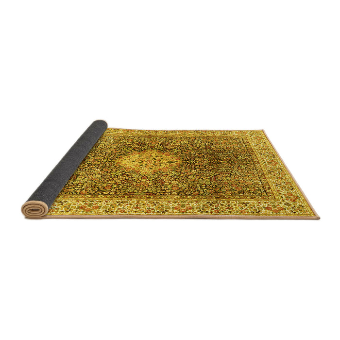 Sideview of Medallion Yellow Traditional Rug, tr4625yw