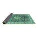 Sideview of Medallion Turquoise Traditional Rug, tr4625turq