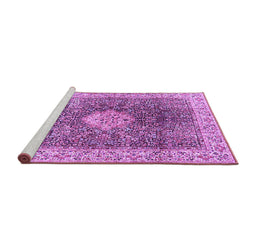Sideview of Machine Washable Medallion Purple Traditional Area Rugs, wshtr4625pur