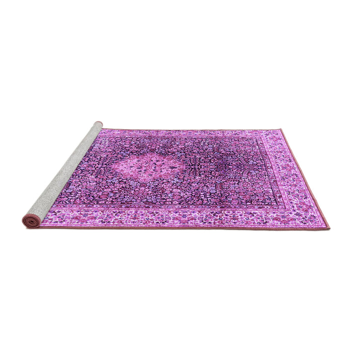 Sideview of Machine Washable Medallion Purple Traditional Area Rugs, wshtr4625pur