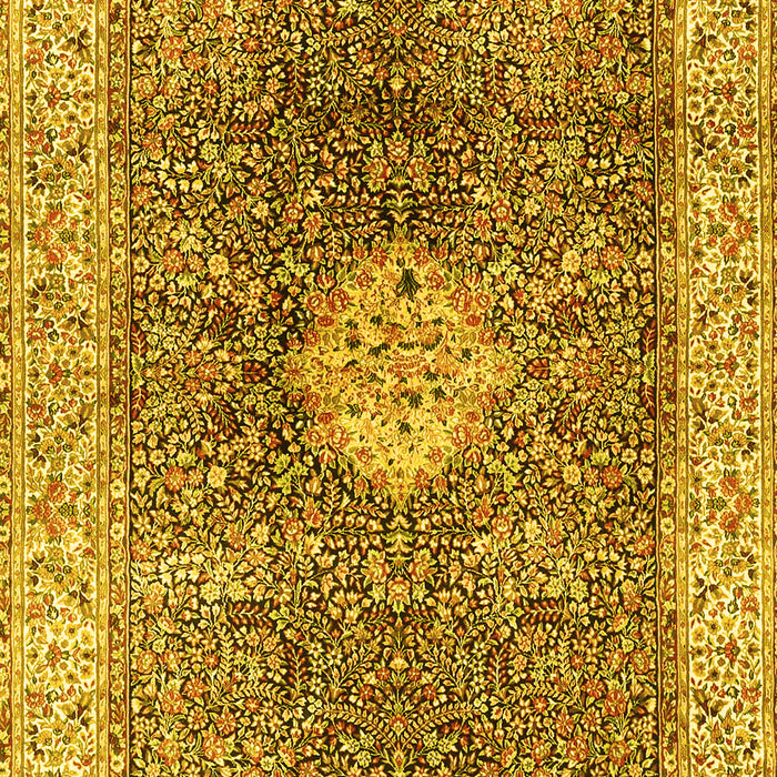 Machine Washable Medallion Yellow Traditional Rug, wshtr4625yw