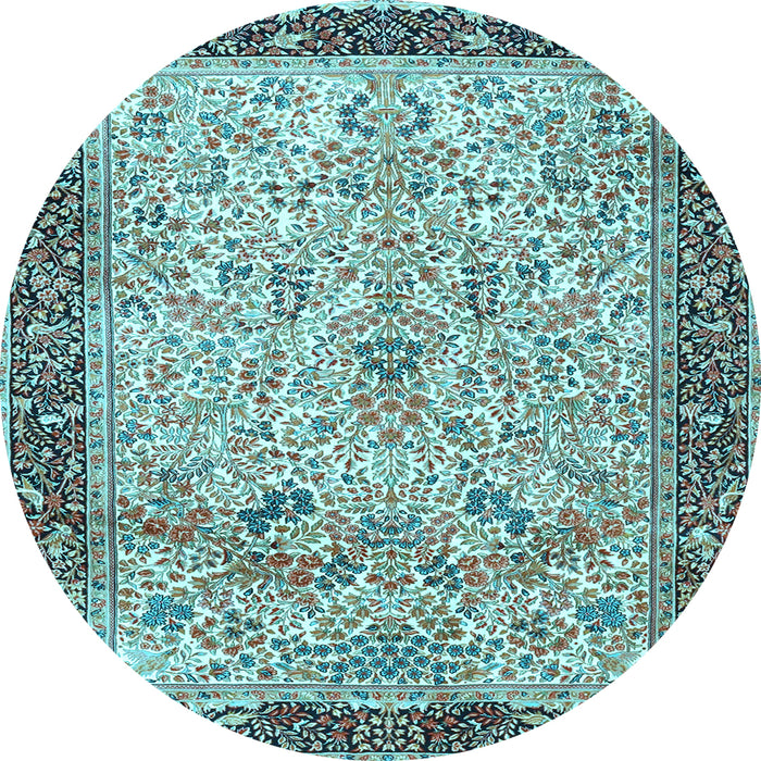 Round Machine Washable Persian Light Blue Traditional Rug, wshtr4626lblu