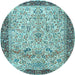 Round Machine Washable Persian Light Blue Traditional Rug, wshtr4626lblu