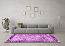 Machine Washable Persian Purple Traditional Area Rugs in a Living Room, wshtr4626pur