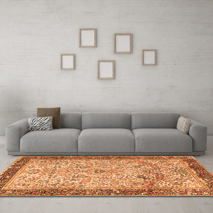 Machine Washable Persian Orange Traditional Area Rugs in a Living Room, wshtr4626org