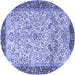 Round Machine Washable Persian Blue Traditional Rug, wshtr4626blu