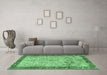 Machine Washable Persian Emerald Green Traditional Area Rugs in a Living Room,, wshtr4626emgrn