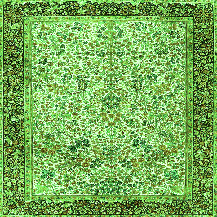 Round Machine Washable Persian Green Traditional Area Rugs, wshtr4626grn