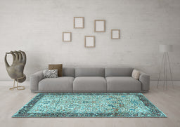 Machine Washable Persian Light Blue Traditional Rug in a Living Room, wshtr4626lblu
