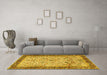 Machine Washable Persian Yellow Traditional Rug in a Living Room, wshtr4626yw