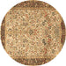 Round Persian Brown Traditional Rug, tr4626brn