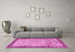 Machine Washable Persian Pink Traditional Rug in a Living Room, wshtr4626pnk