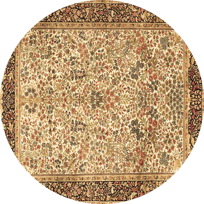 Round Machine Washable Persian Brown Traditional Rug, wshtr4626brn