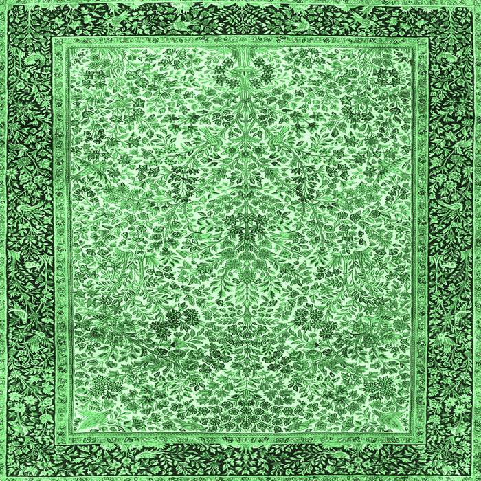 Square Machine Washable Persian Emerald Green Traditional Area Rugs, wshtr4626emgrn