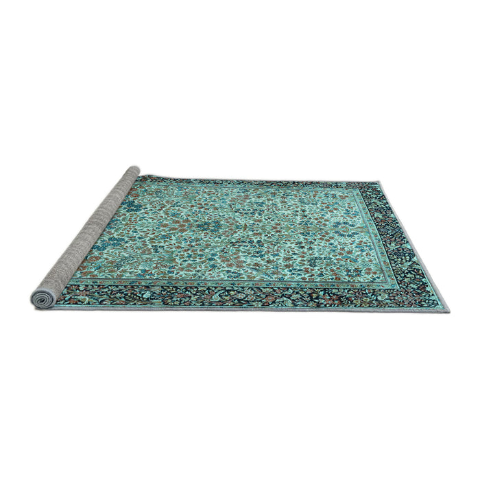 Sideview of Machine Washable Persian Light Blue Traditional Rug, wshtr4626lblu