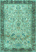 Machine Washable Persian Turquoise Traditional Area Rugs, wshtr4626turq