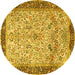 Round Persian Yellow Traditional Rug, tr4626yw