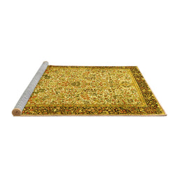 Sideview of Machine Washable Persian Yellow Traditional Rug, wshtr4626yw