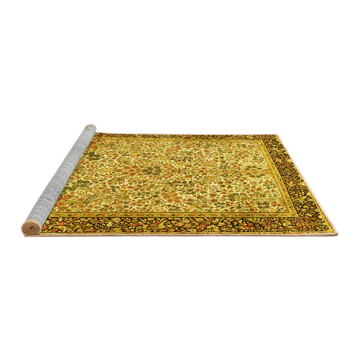 Sideview of Machine Washable Persian Yellow Traditional Rug, wshtr4626yw