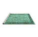 Sideview of Machine Washable Persian Turquoise Traditional Area Rugs, wshtr4626turq