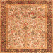 Round Machine Washable Persian Orange Traditional Area Rugs, wshtr4626org