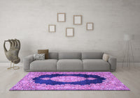 Machine Washable Medallion Purple Traditional Rug, wshtr4627pur