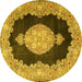 Round Medallion Yellow Traditional Rug, tr4627yw