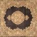 Square Machine Washable Medallion Brown Traditional Rug, wshtr4627brn