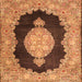 Serging Thickness of Medallion Orange Traditional Rug, tr4627org