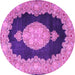 Round Machine Washable Medallion Pink Traditional Rug, wshtr4627pnk