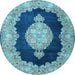 Round Medallion Light Blue Traditional Rug, tr4627lblu