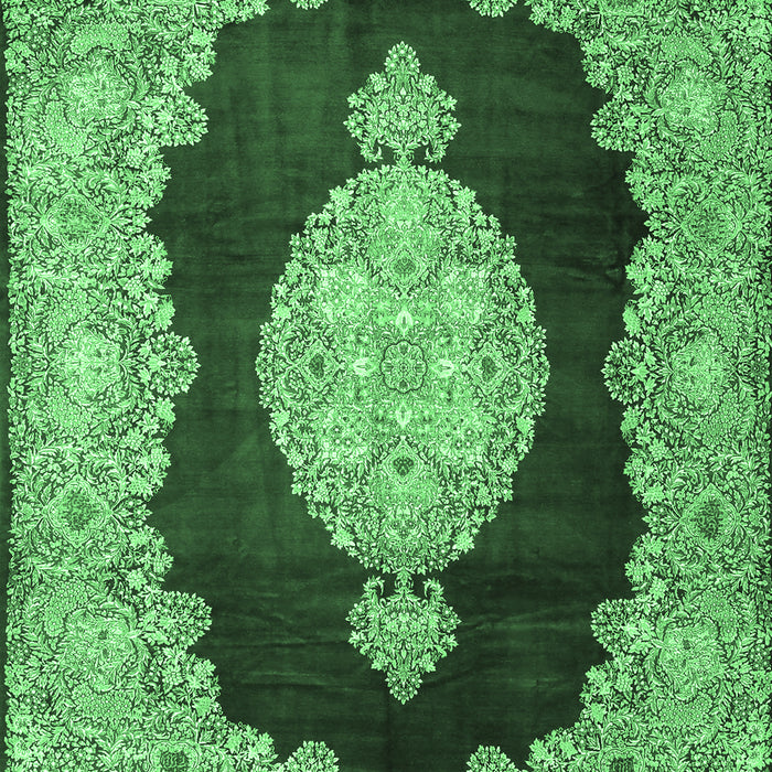 Machine Washable Medallion Emerald Green Traditional Area Rugs, wshtr4627emgrn
