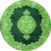 Square Medallion Green Traditional Rug, tr4627grn