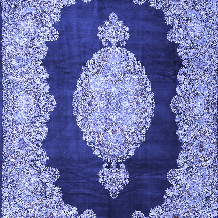 Machine Washable Medallion Blue Traditional Rug, wshtr4627blu