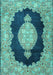 Medallion Turquoise Traditional Rug, tr4627turq