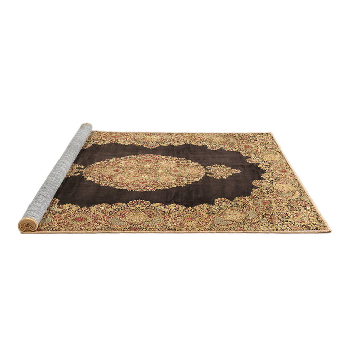 Sideview of Machine Washable Medallion Brown Traditional Rug, wshtr4627brn