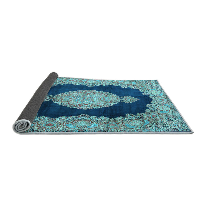 Sideview of Medallion Light Blue Traditional Rug, tr4627lblu