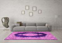 Machine Washable Medallion Pink Traditional Rug, wshtr4627pnk