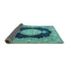 Sideview of Medallion Turquoise Traditional Rug, tr4627turq