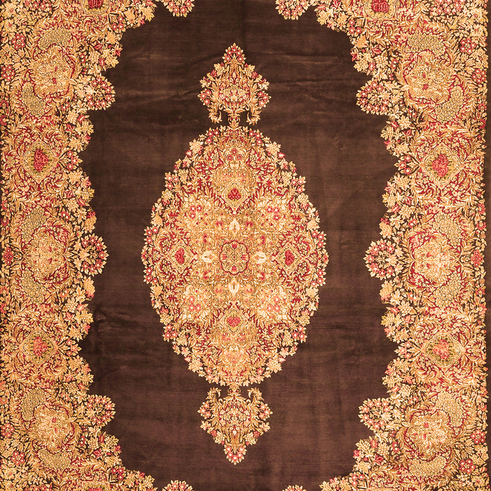 Serging Thickness of Machine Washable Medallion Orange Traditional Area Rugs, wshtr4627org
