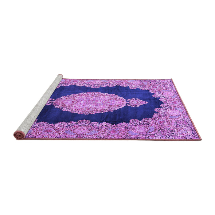 Sideview of Machine Washable Medallion Purple Traditional Area Rugs, wshtr4627pur