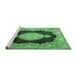 Sideview of Machine Washable Medallion Emerald Green Traditional Area Rugs, wshtr4627emgrn